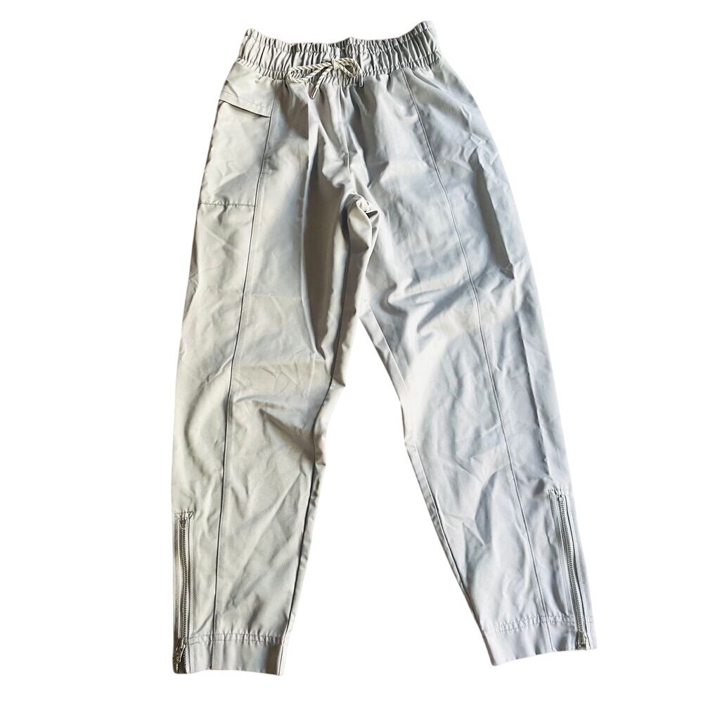 Varley Light Gray Tapered Pants with Drawstring Waist, Ankle Zippers, Women's XS